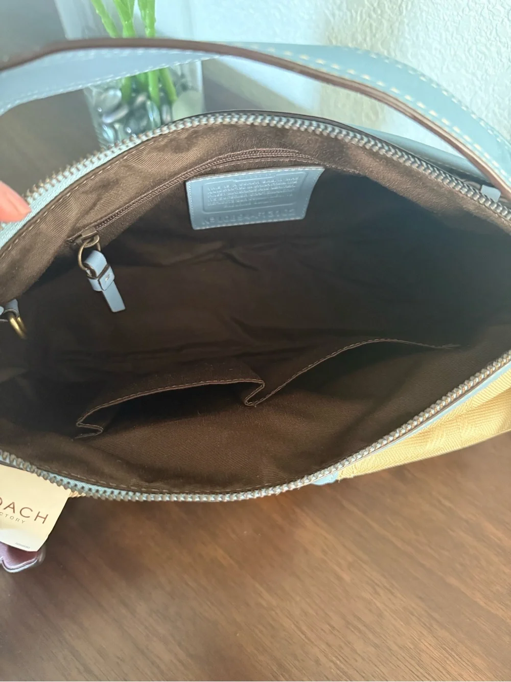 Coach Legacy 65th Anniversary Beige and Blue Shoulder Bag with Turn Lock Pockets